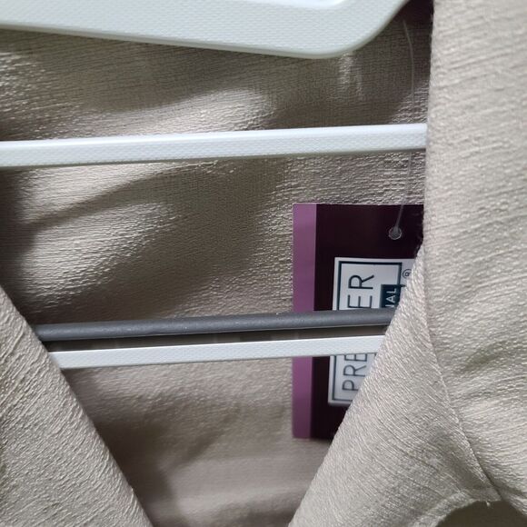 Premier International Womens Button Up Khaki Size Large Rayon Blend Short Sleeve - Picture 8 of 12